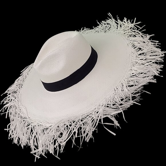 M.A.M.A. - Instagram Women\'s White Straw Hat, Black Ribbon main image 5
